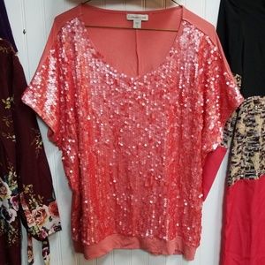 Coldwater Creek Large Pink Sequin knit top